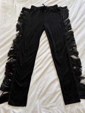 Minaa Monroe Black Coastal Cowgirl Fringe-Trim Pants Drawstring Waist Medium